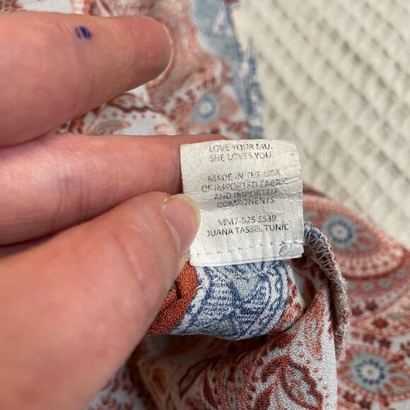 Show Me Your MuMu Juana Tassel Paisley Flutter Sleeve Ivory Boho Tunic Medium - Picture 13 of 13